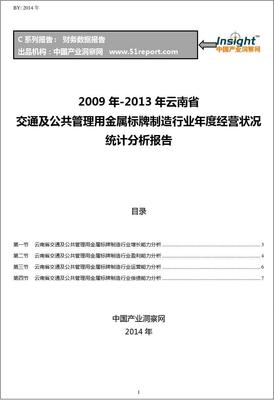 2009-2013年云南省交通及公共管理用金屬標牌制造行業(yè)經營狀況分析年報